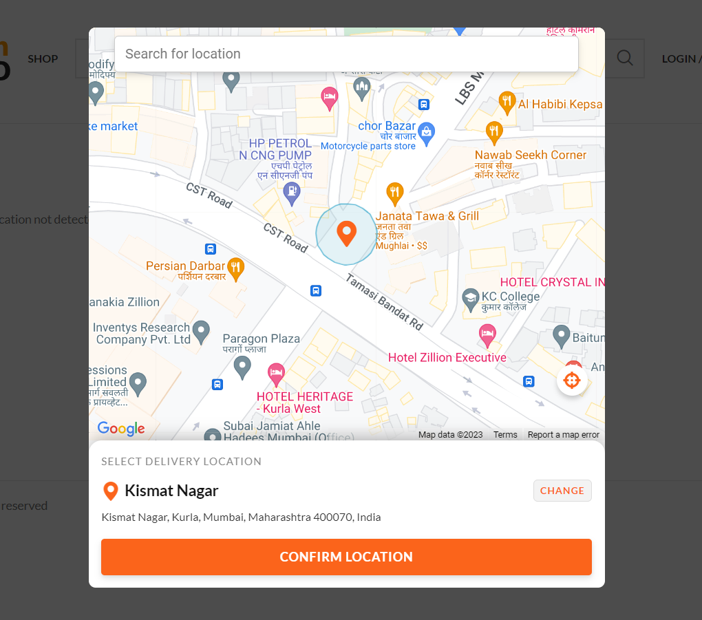 Manual location selection feature in WooCommerce GeoLocation Plugin.